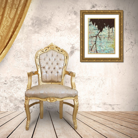Batik Hanging Leaves II Gold Ornate Wood Framed Art Print with Double Matting by Davis, Andrea