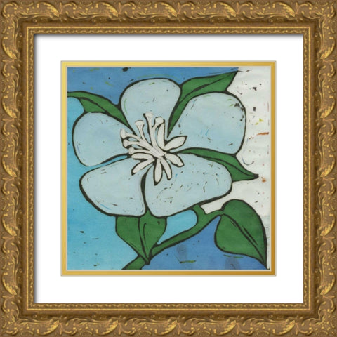Turquoise Batik Botanical VI Gold Ornate Wood Framed Art Print with Double Matting by Davis, Andrea
