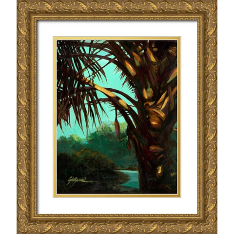 Dark Palm Gold Ornate Wood Framed Art Print with Double Matting by Wilkins, Suzanne