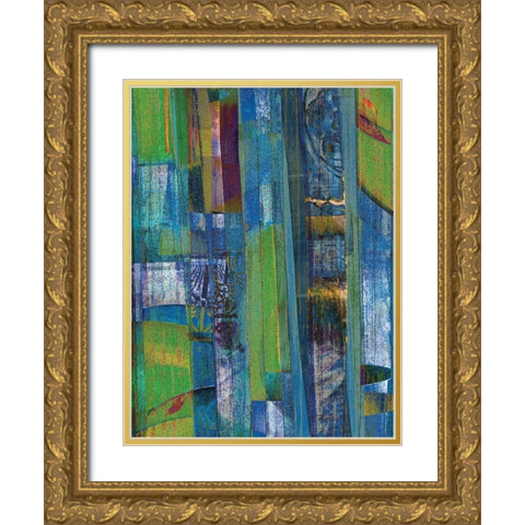 Blue on Blue I Gold Ornate Wood Framed Art Print with Double Matting by Mountain, Ricki