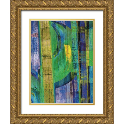 Blue on Blue II Gold Ornate Wood Framed Art Print with Double Matting by Mountain, Ricki