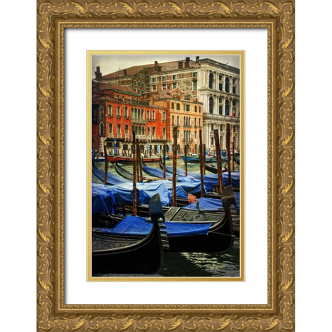 Venetian Canals I Gold Ornate Wood Framed Art Print with Double Matting by Head, Danny