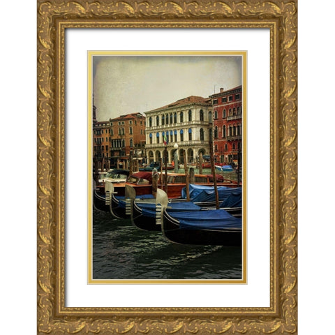 Venetian Canals II Gold Ornate Wood Framed Art Print with Double Matting by Head, Danny