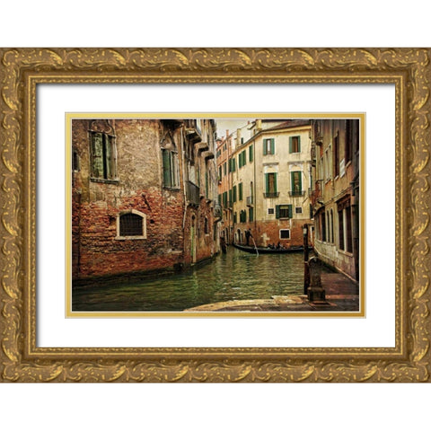 Venetian Canals V Gold Ornate Wood Framed Art Print with Double Matting by Head, Danny