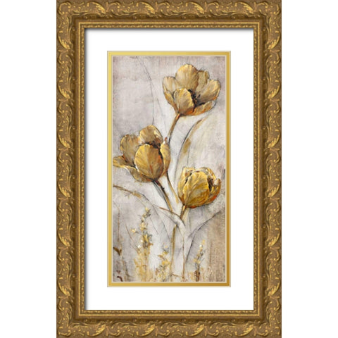 Golden Poppies on Taupe I Gold Ornate Wood Framed Art Print with Double Matting by OToole, Tim