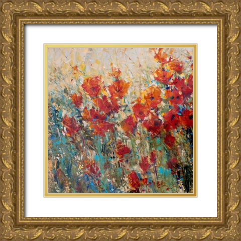 Red Poppy Field I Gold Ornate Wood Framed Art Print with Double Matting by OToole, Tim