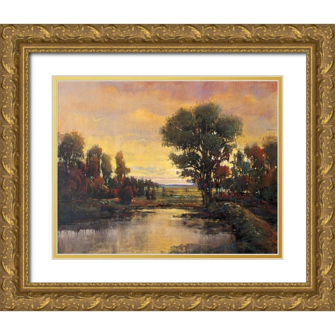 Riverside Light III Gold Ornate Wood Framed Art Print with Double Matting by OToole, Tim