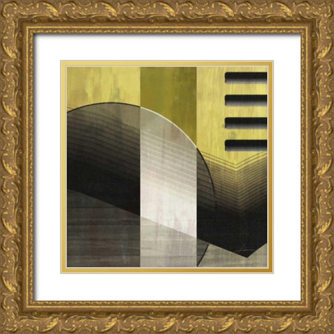 Quartet Tiles IV Gold Ornate Wood Framed Art Print with Double Matting by Burghardt, James
