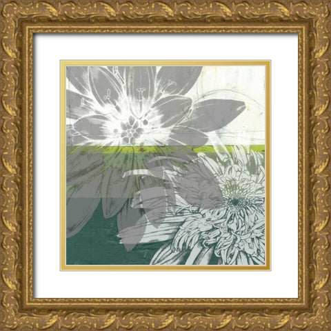 Graphic Blooms I Gold Ornate Wood Framed Art Print with Double Matting by Goldberger, Jennifer