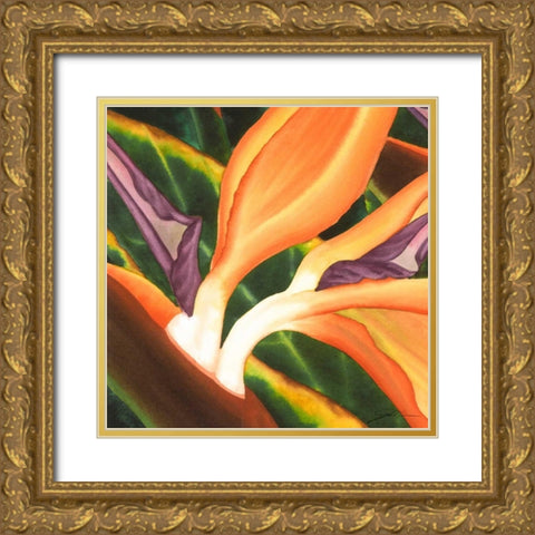 Bird of Paradise Tile III Gold Ornate Wood Framed Art Print with Double Matting by Higby, Jason