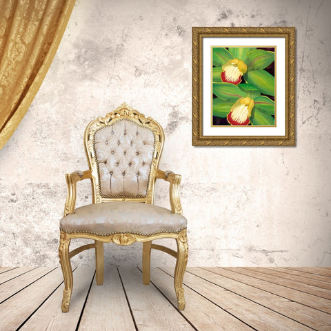Lime Orchid I Gold Ornate Wood Framed Art Print with Double Matting by Higby, Jason