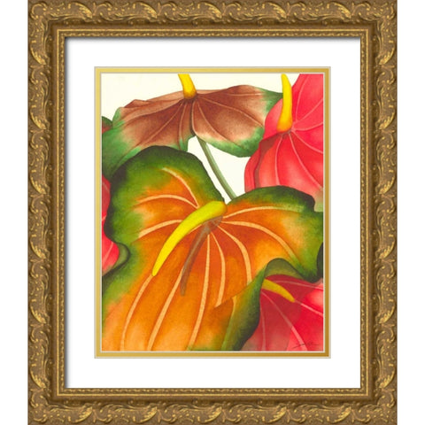 Anthuria I Gold Ornate Wood Framed Art Print with Double Matting by Higby, Jason