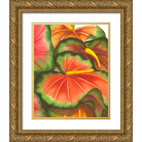 Anthuria II Gold Ornate Wood Framed Art Print with Double Matting by Higby, Jason