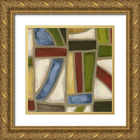 Stained Glass Abstraction IV Gold Ornate Wood Framed Art Print with Double Matting by Deans, Karen