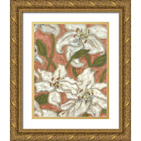 Lily Menagerie II Gold Ornate Wood Framed Art Print with Double Matting by Deans, Karen