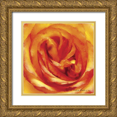 Painterly Flower I Gold Ornate Wood Framed Art Print with Double Matting by Henry, Lola