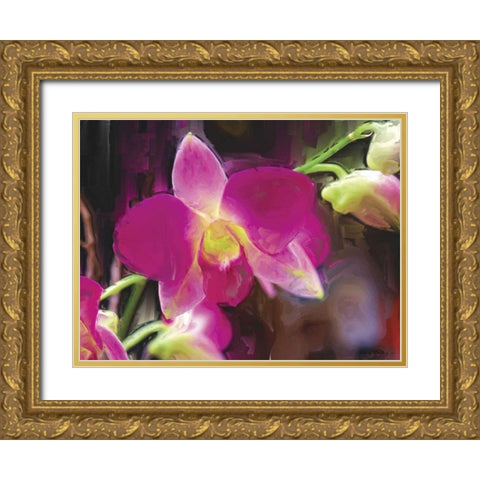 Painterly Flower V Gold Ornate Wood Framed Art Print with Double Matting by Henry, Lola