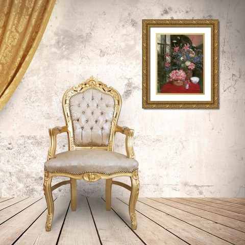 Floral Still Life I Gold Ornate Wood Framed Art Print with Double Matting by Bo, Li