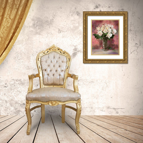 Floral Still Life III Gold Ornate Wood Framed Art Print with Double Matting by Bo, Li