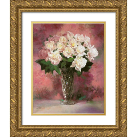 Floral Still Life III Gold Ornate Wood Framed Art Print with Double Matting by Bo, Li