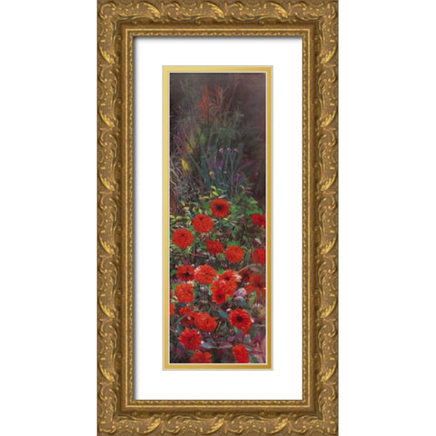 Dahlia Garden II Gold Ornate Wood Framed Art Print with Double Matting by Bo, Li