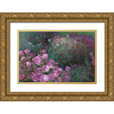 Violet Garden Gold Ornate Wood Framed Art Print with Double Matting by Bo, Li