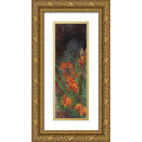 Wild Lily Garden I Gold Ornate Wood Framed Art Print with Double Matting by Bo, Li