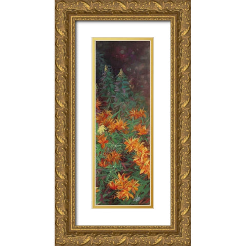 Wild Lily Garden II Gold Ornate Wood Framed Art Print with Double Matting by Bo, Li