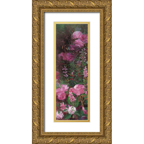 Pink Azalea Garden I Gold Ornate Wood Framed Art Print with Double Matting by Bo, Li