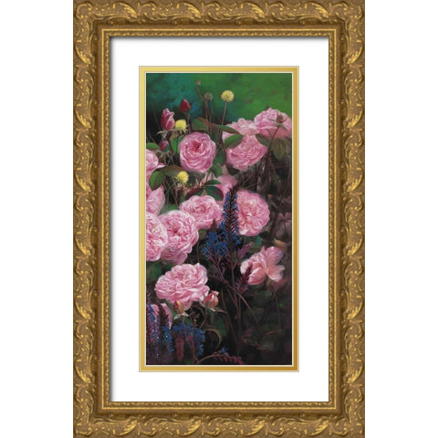 Rose Garden II Gold Ornate Wood Framed Art Print with Double Matting by Bo, Li