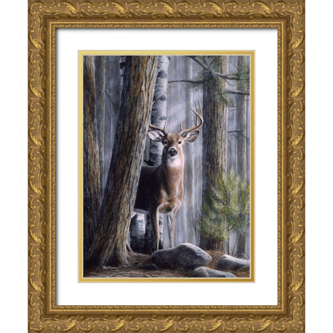 Simply Curious II Gold Ornate Wood Framed Art Print with Double Matting by Daniel, Kevin