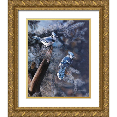 A Touch of Blue Gold Ornate Wood Framed Art Print with Double Matting by Daniel, Kevin