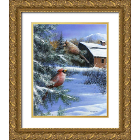 A Winter Day Gold Ornate Wood Framed Art Print with Double Matting by Daniel, Kevin