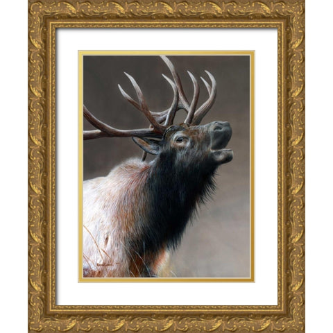 American Icon - Elk Gold Ornate Wood Framed Art Print with Double Matting by Daniel, Kevin