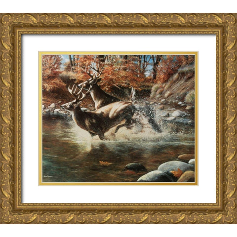 On the Run Gold Ornate Wood Framed Art Print with Double Matting by Daniel, Kevin