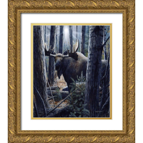 King of the Northwoods Gold Ornate Wood Framed Art Print with Double Matting by Daniel, Kevin