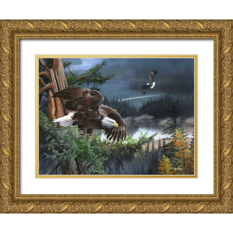 Wings of Freedom Gold Ornate Wood Framed Art Print with Double Matting by Daniel, Kevin