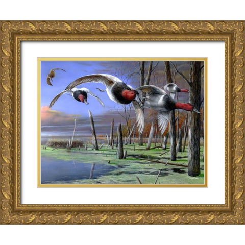 Backwater Cans Gold Ornate Wood Framed Art Print with Double Matting by Daniel, Kevin