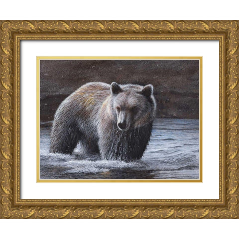 Lone Wader Gold Ornate Wood Framed Art Print with Double Matting by Daniel, Kevin