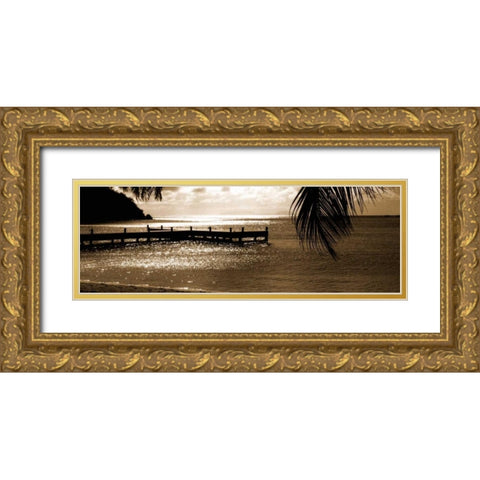 Wooden Jetty Gold Ornate Wood Framed Art Print with Double Matting by Bay, Noah