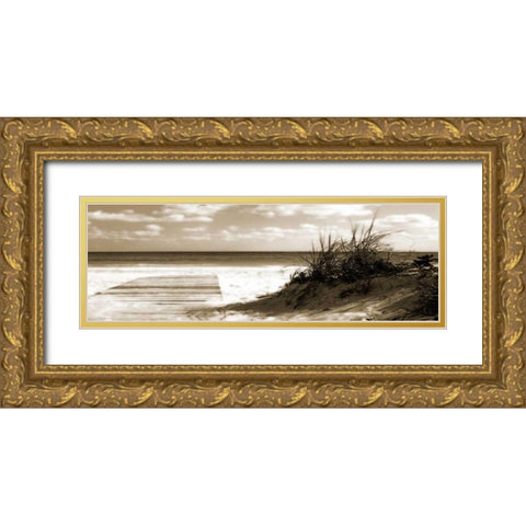 Boardwalk Shadows Gold Ornate Wood Framed Art Print with Double Matting by Bay, Noah