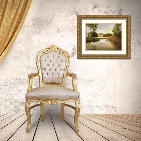 Reeds, Birches and Water I Gold Ornate Wood Framed Art Print with Double Matting by Reynolds, Graham