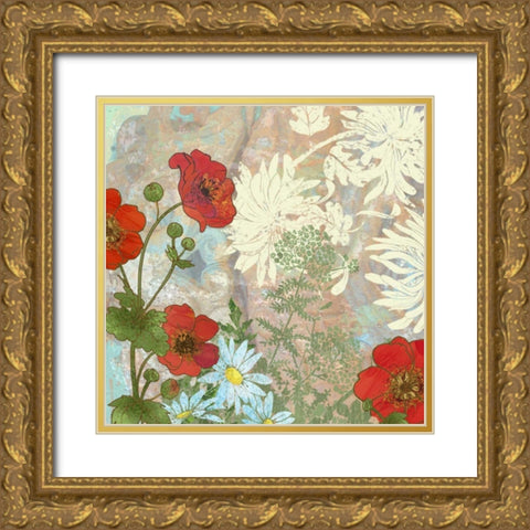 Summer Poppies I Gold Ornate Wood Framed Art Print with Double Matting by Collier-Morales, R.