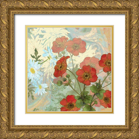 Summer Poppies II Gold Ornate Wood Framed Art Print with Double Matting by Collier-Morales, R.