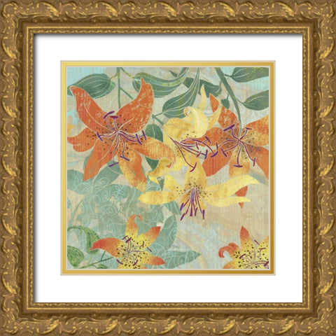 Tiger Lilies I Gold Ornate Wood Framed Art Print with Double Matting by Collier-Morales, R.