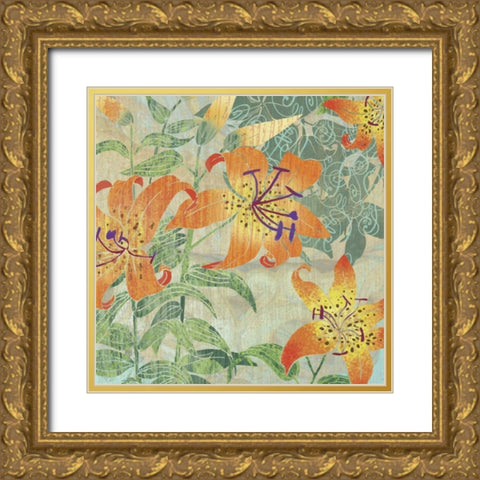 Tiger Lilies II Gold Ornate Wood Framed Art Print with Double Matting by Collier-Morales, R.
