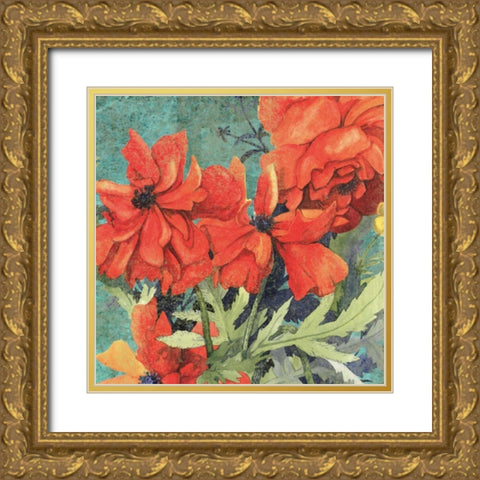 Poppy Play I Gold Ornate Wood Framed Art Print with Double Matting by Collier-Morales, R.