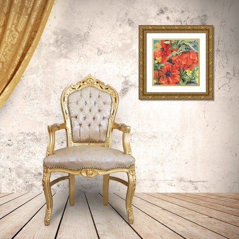 Poppy Play II Gold Ornate Wood Framed Art Print with Double Matting by Collier-Morales, R.
