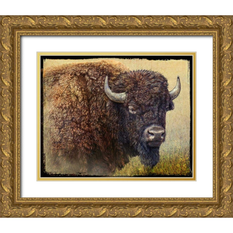 Bison Portrait I Gold Ornate Wood Framed Art Print with Double Matting by Vest, Chris