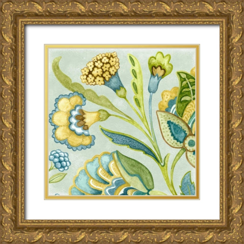 Decorative Golden Bloom I Gold Ornate Wood Framed Art Print with Double Matting by Wright, Sydney